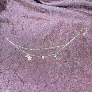 One-Of-A-Kind Hamsa Hand, Heart & Crystal Silver Plated Anklet Chain